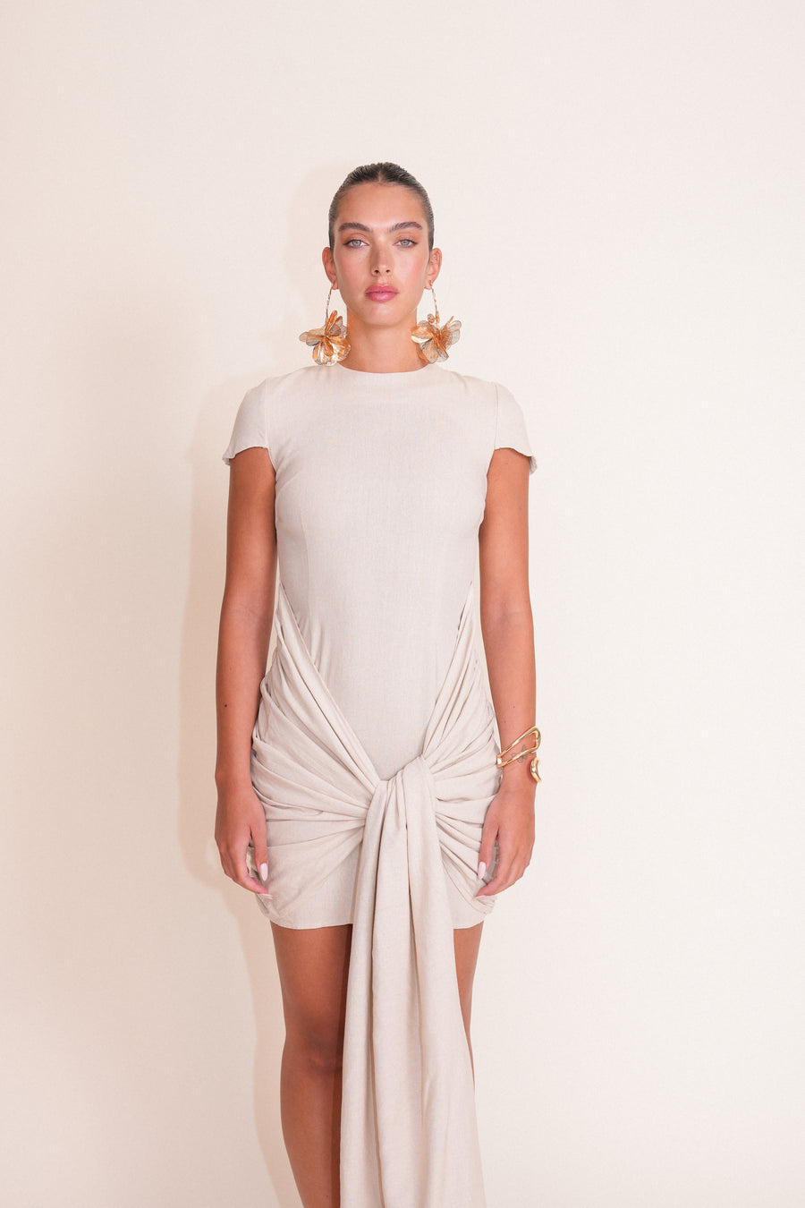 SERENA robe drapée lin